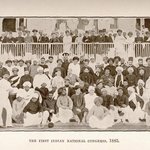 Drawing of delegates at the First Indian National Congress