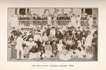 Drawing of delegates at the First Indian National Congress