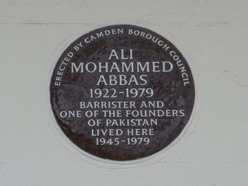 Photo of commemorative plaque for Ali Mohammed Abbas' home in London