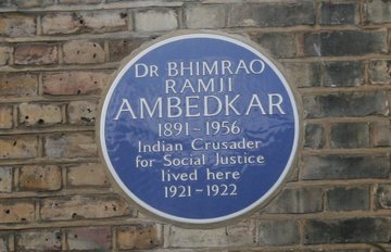 Photo of blue plaque at B. R. Ambedkar's home in London