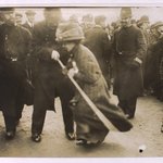 Photo of a Suffragette being arrested on Black Friday