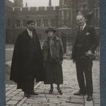 Photo of three people, including Basiswar ("Boshi") Sen