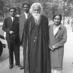 Photo of Devika Rani with Rabindranath Tagore and Himanshu Rai