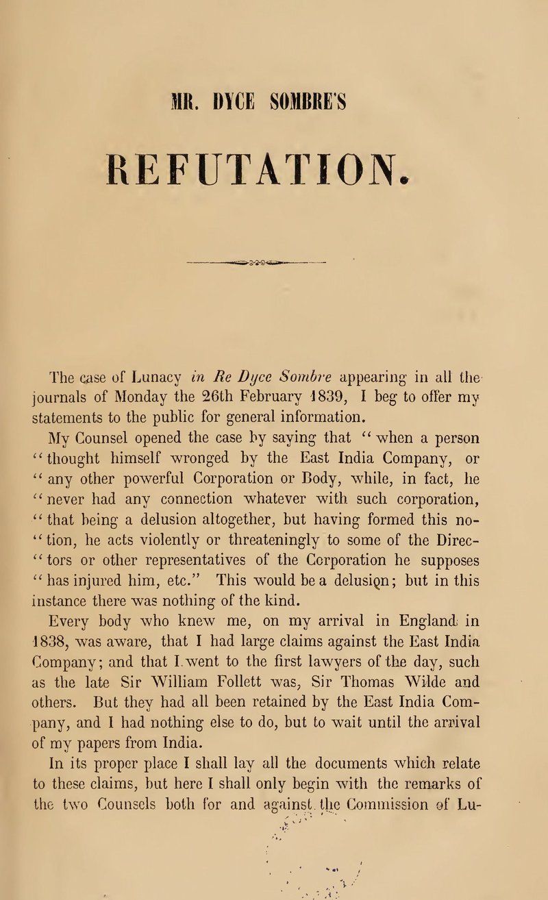 Dyce Sombre refutation