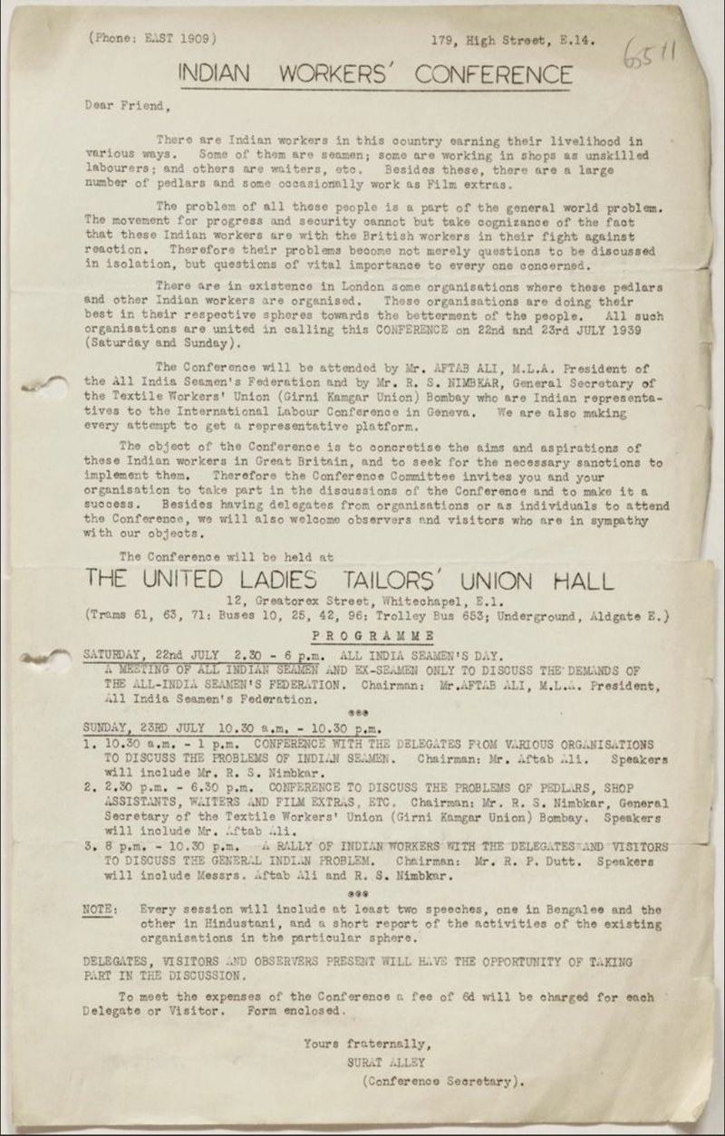 Indian workers' conference (leaflet)