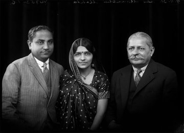 Photo of Jivraj Narayan Mehta, Mrs Hansa Mehta and Sir Manubhai Nandshankar Mehta