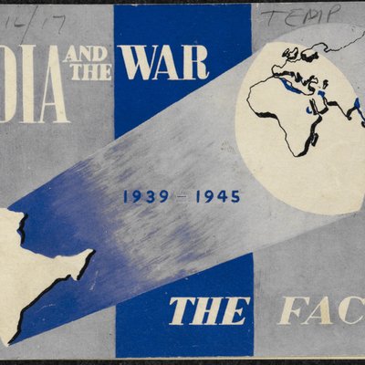 Cover of booklet "India at War" with spotlight on India