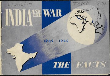 Cover of booklet "India at War" with spotlight on India