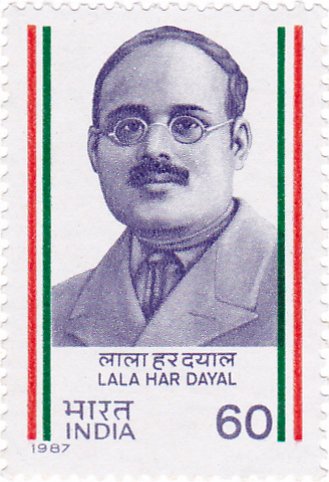Picture of Lala Har Dayal, on a 1987 stamp of India