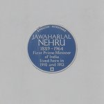 Photo of blue plaque at Jawaharlal Nehru's house in London