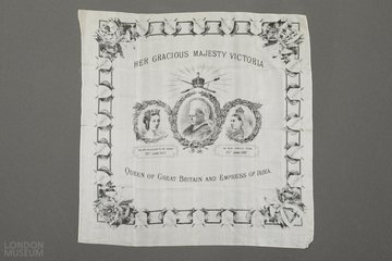 Photo of a printed handkerchief for the Queen Victoria Golden Jubilee