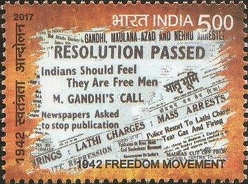Photo of commemorative stamp for Quit India Movement