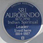 Photo of blue plaque at Aravinda Ackroyd Ghose's home in London