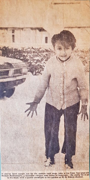 Young Rizwan Rahemtulla in snow
