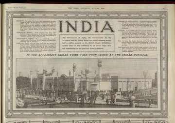 Indian Pavilion advert from British Empire Exhibition; The Times, 24 May 1924