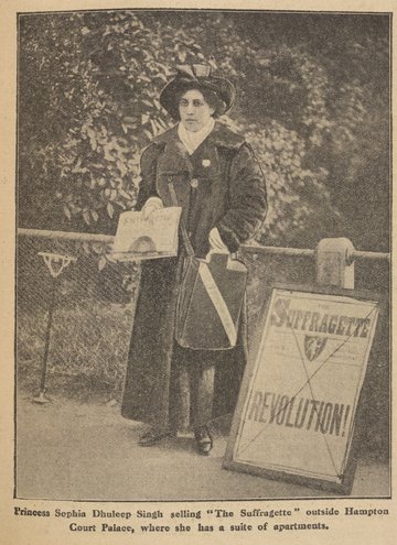 Image of Sophia Duleep Singh from ‘The Suffragette’ 18 April 1913, p. 447