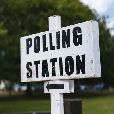 Photo of a polling station sign